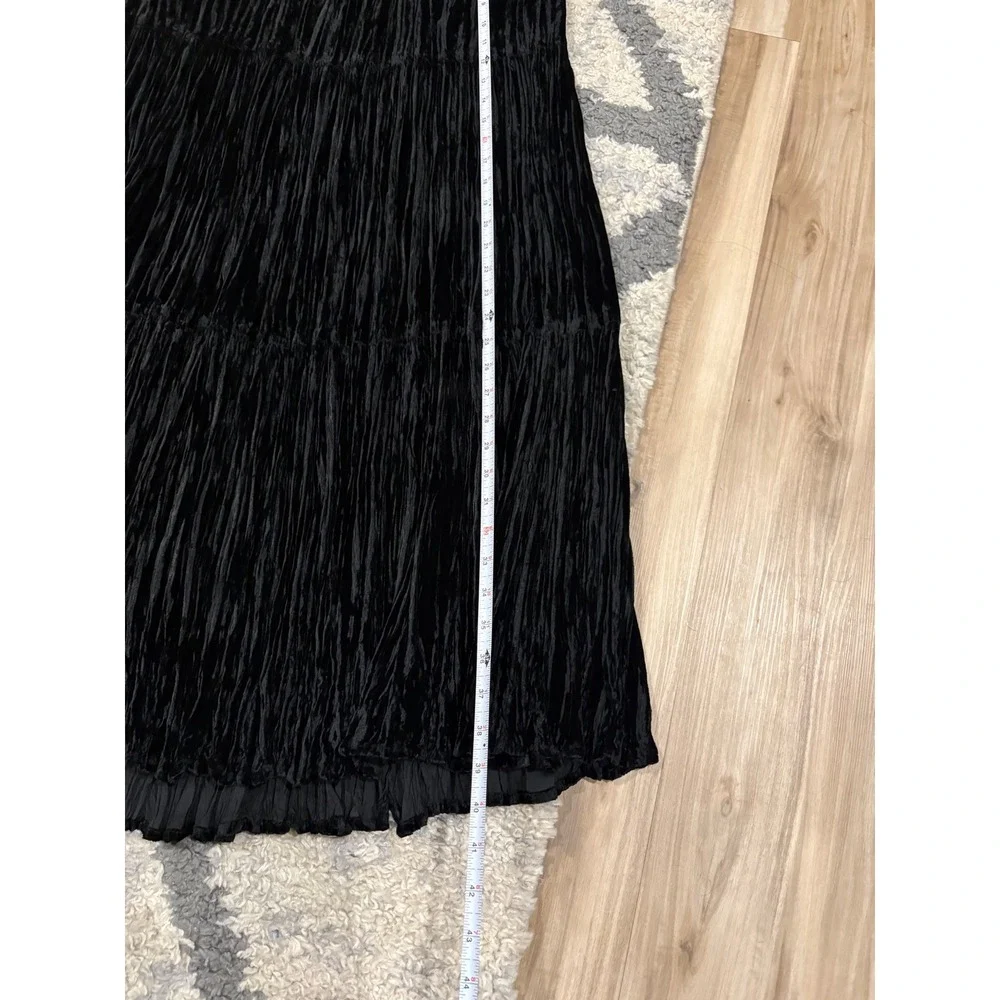 Double D Ranch Black Crushed Velvet Tiered Maxi Skirt Western Boho XL xx